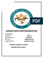 Leading People and Organization: Superior University Lahore Raiwind Road Campus