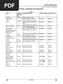 Fluids, Lubricants and Capacities