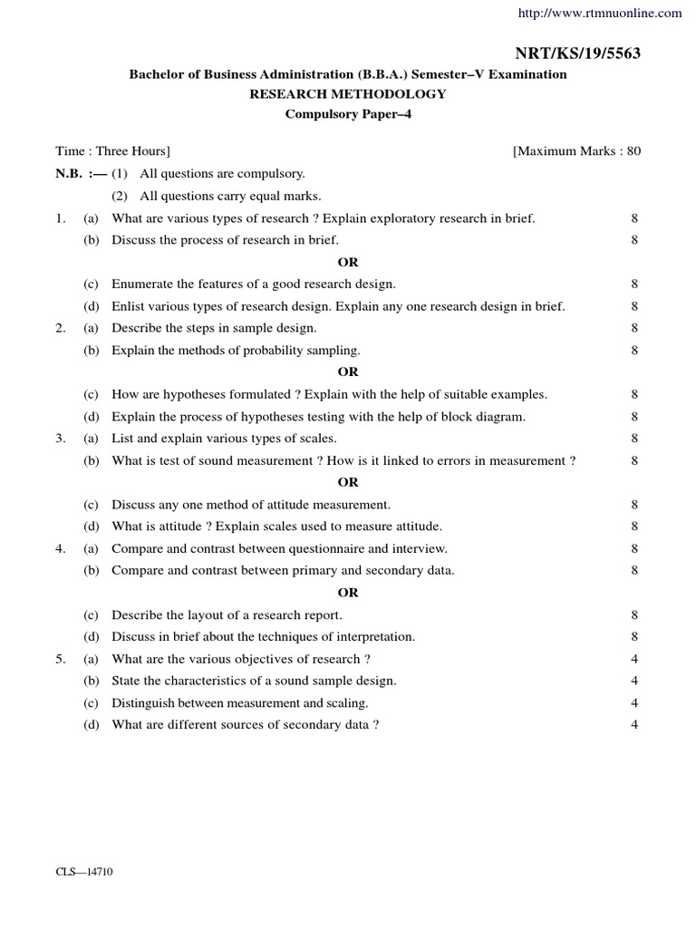 Research Methodology for B.B.A. Students | PDF | Research Design ...