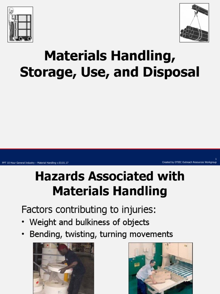 Materials Handling, Storage, Use, and Disposal PDF Occupational
