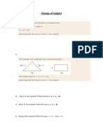 Change of Subject Work Sheet