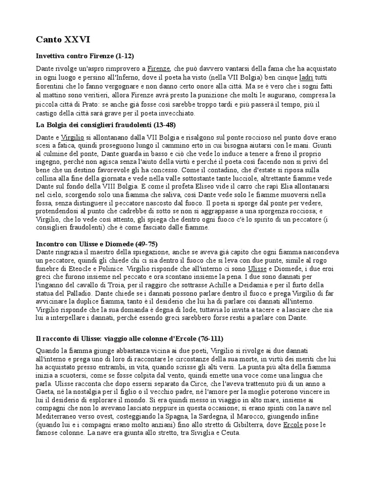 Inferno Canto 26 Riassunto PDF