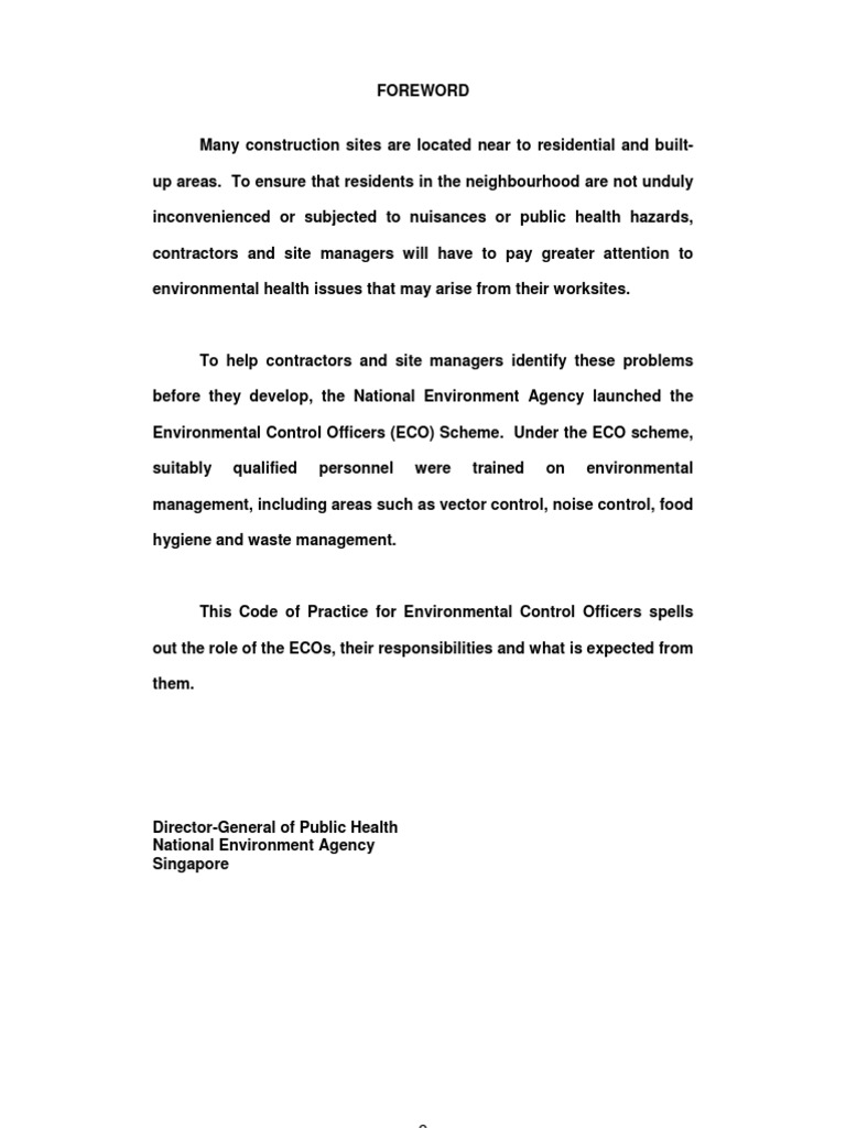 Code of Practice for Environmental Control Officers | PDF | Sanitary ...