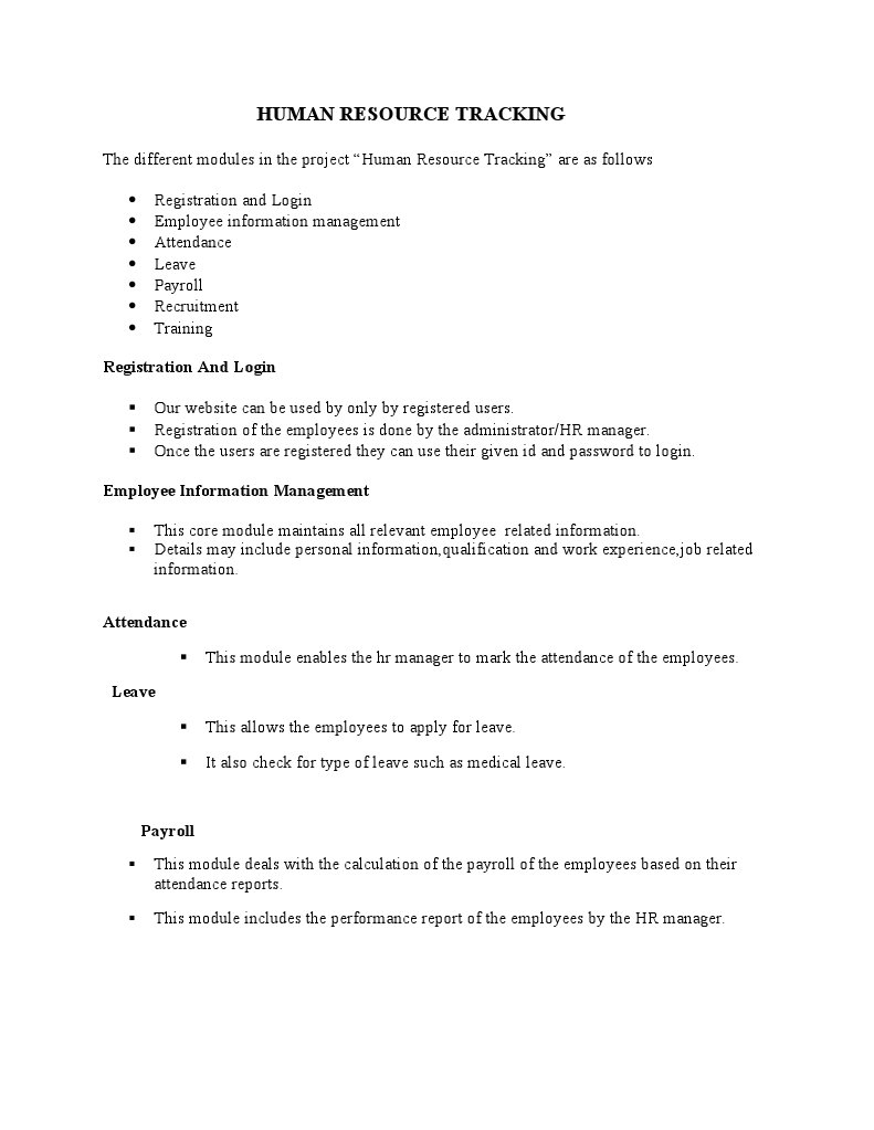 Human Resource Tracking Modules | PDF | Human Resource Management ...