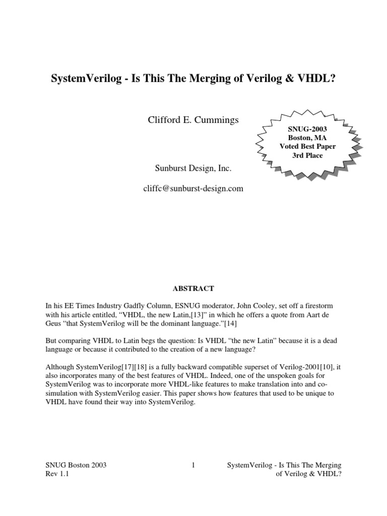 SystemVerilog VHDL | PDF