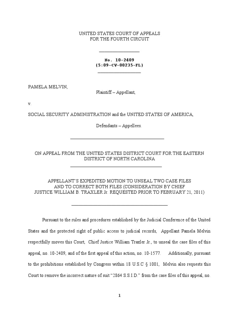 Motion To Unseal Court Files Feb 10 2011 PDF Bivens V Six Unknown