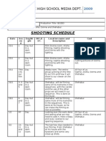 Shooting Schedule