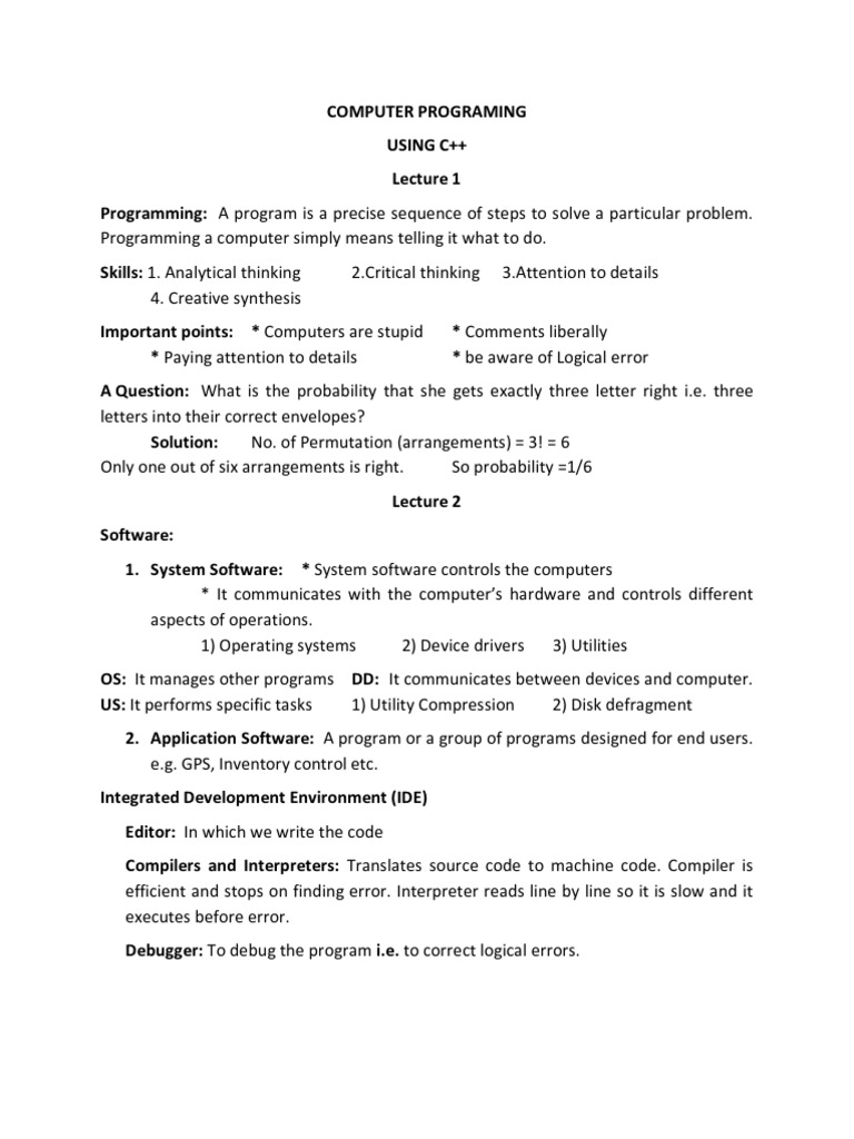 C++ in Short by Hassan | PDF | Computer Program | Programming