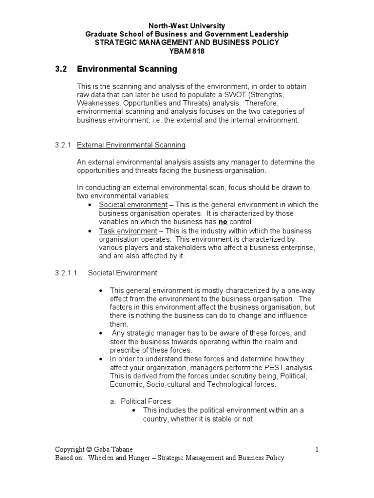 3.2 Environmental Scanning | PDF | Strategic Management | Swot Analysis