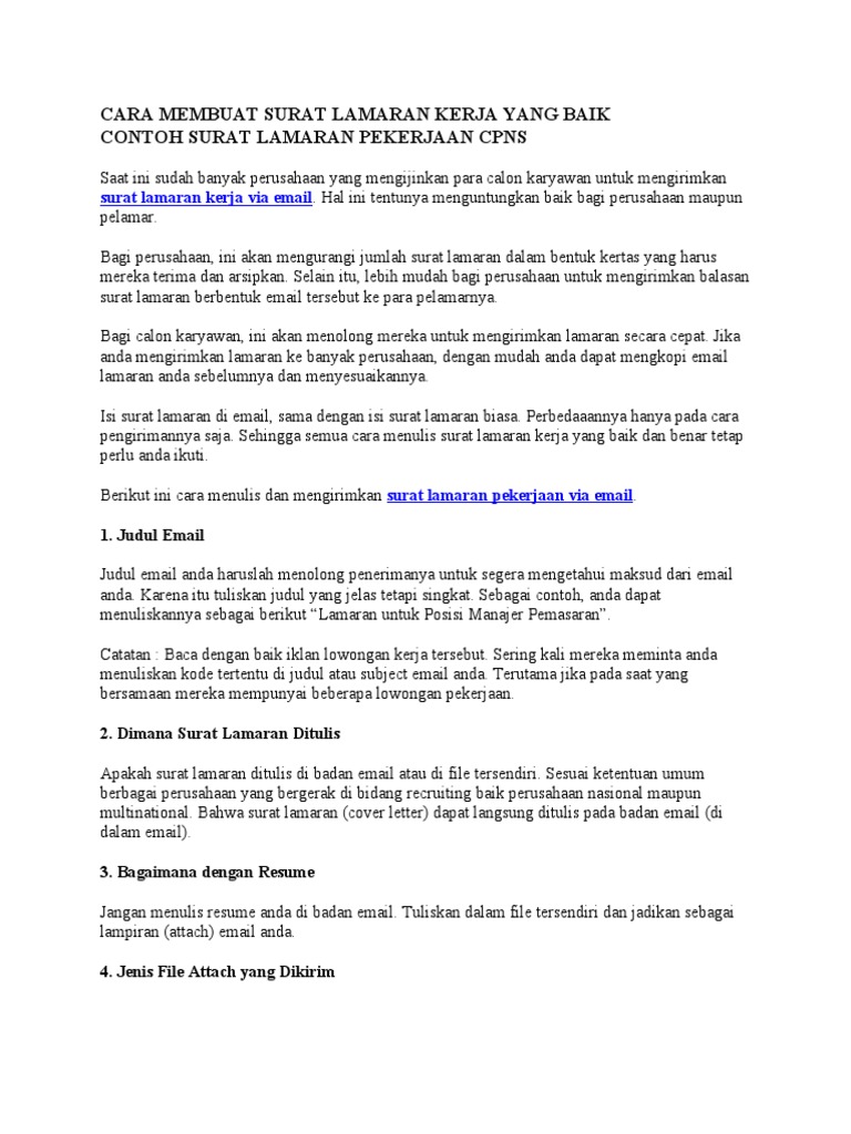 Cara Membuat Surat Lamaran Via Email - Kumpulan Surat Penting