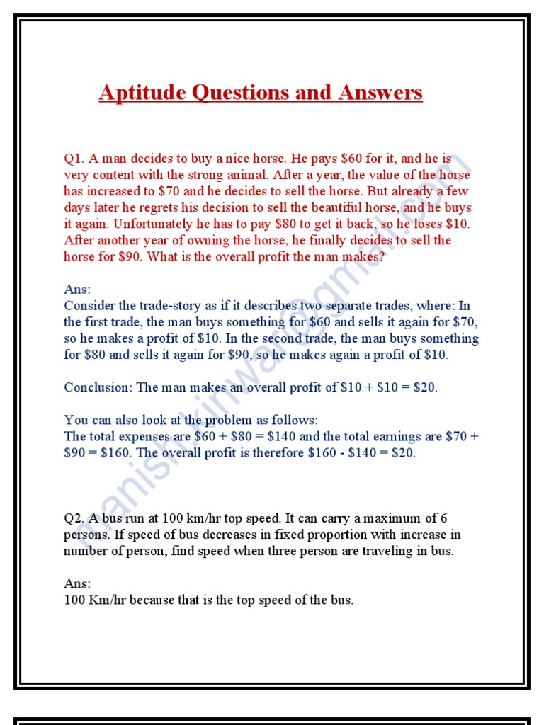 Aptitude Questions and Answers Speed Average