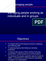 Managing People: Managing People Working As Individuals and in Groups