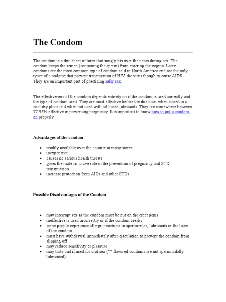 Condom Use and Benefits Explained | PDF