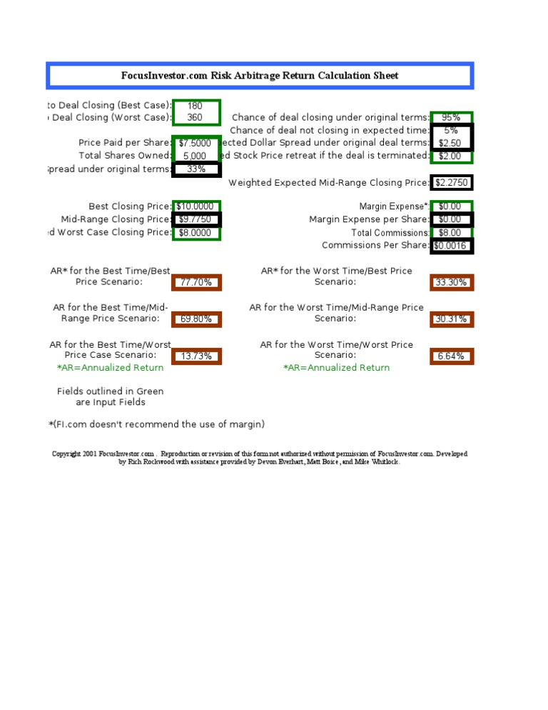 Risk Arb Model | PDF | Investing | Economies