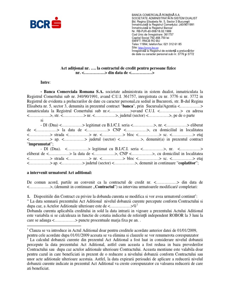 Model Act Aditional General - Descoperit de Cont | PDF
