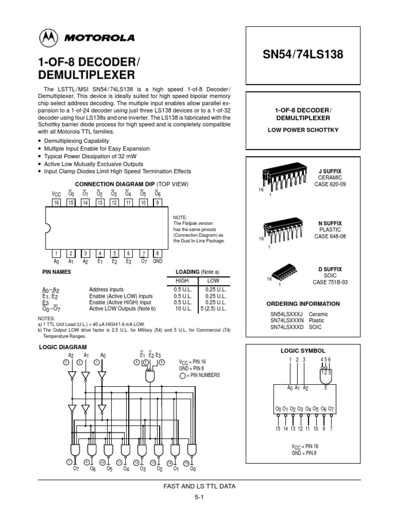 74 Ls 138 | PDF | Digital Electronics | Electrical Circuits