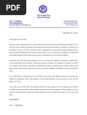 Letter Of Resignation