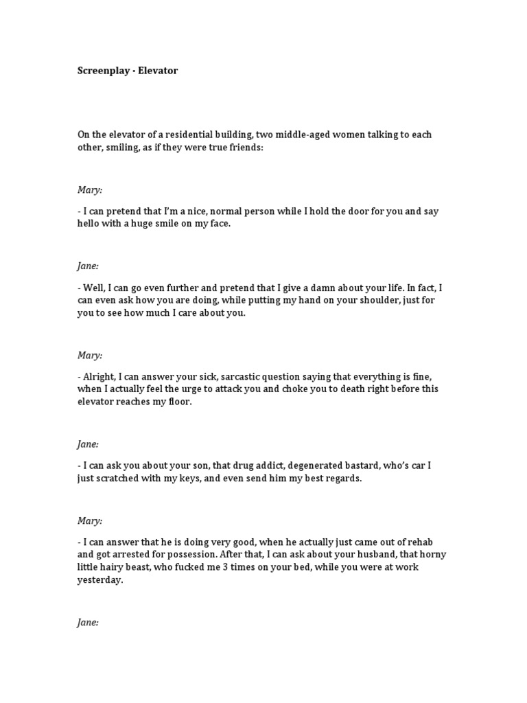 Darkly Humorous Elevator Dialogue | PDF