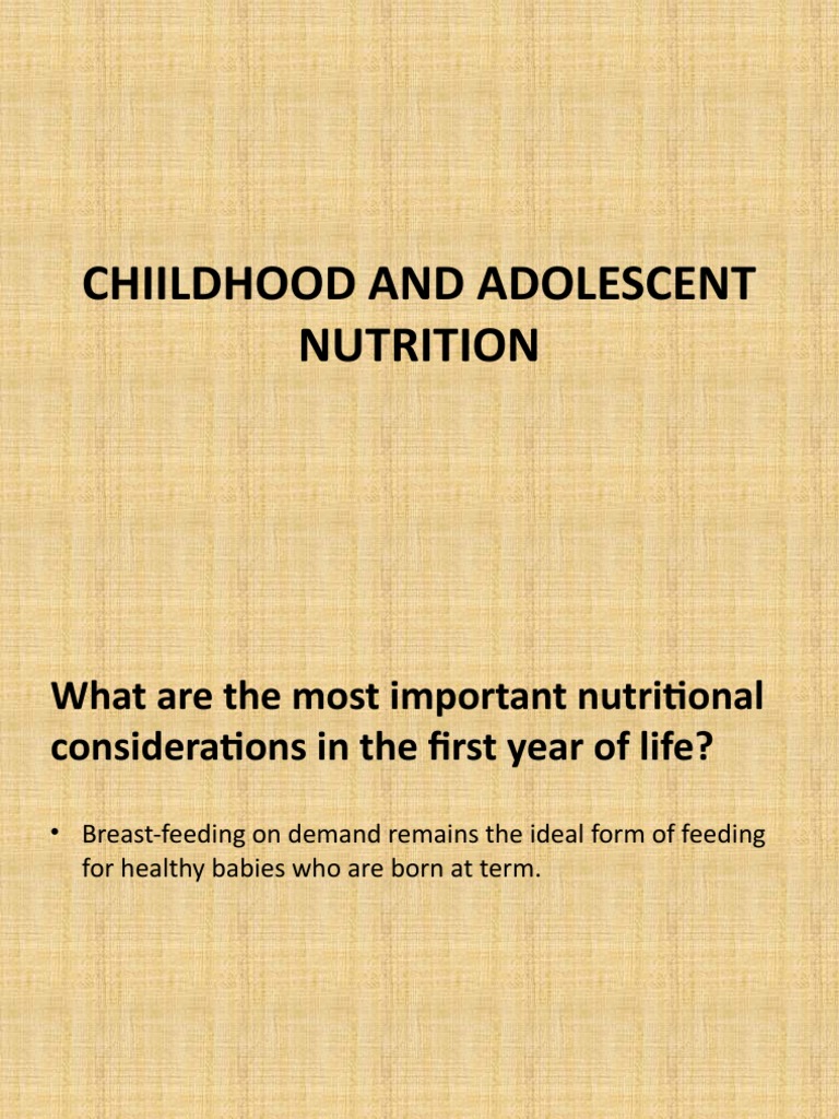 Childhood and Adolescent PDF Foods Adolescence