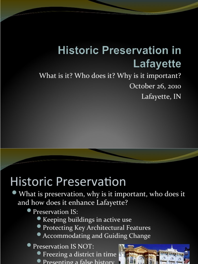 Importance of Historic Preservation in Lafayette | PDF | Historic ...