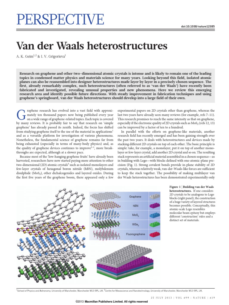 Van Der Waals Heterostructures Nature12385 | PDF | Graphene | High ...