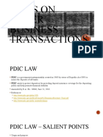 Laws On Other Business Transactions: Philippine Deposit Insurance Corporation (PDIC) Law