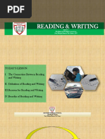 Reading & Writing: Lesson 1 Reading and Writing Connections Prof. Rhayan Ramos de Castro, LPT