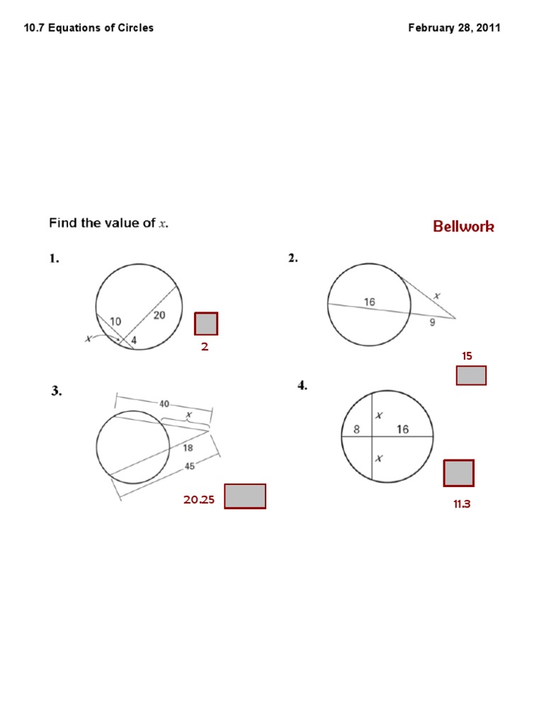 Equations of Circles Notes | PDF