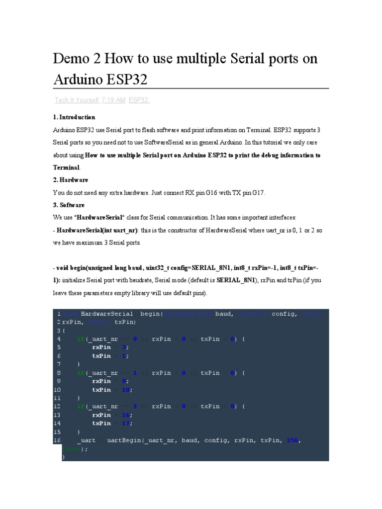 Arduino ESP32 Serial Ports Guide | PDF | Software Engineering | Computing