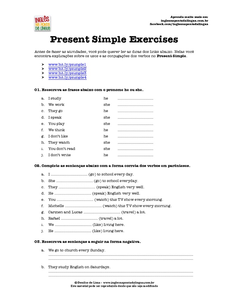 Present Simple Exercises | PDF