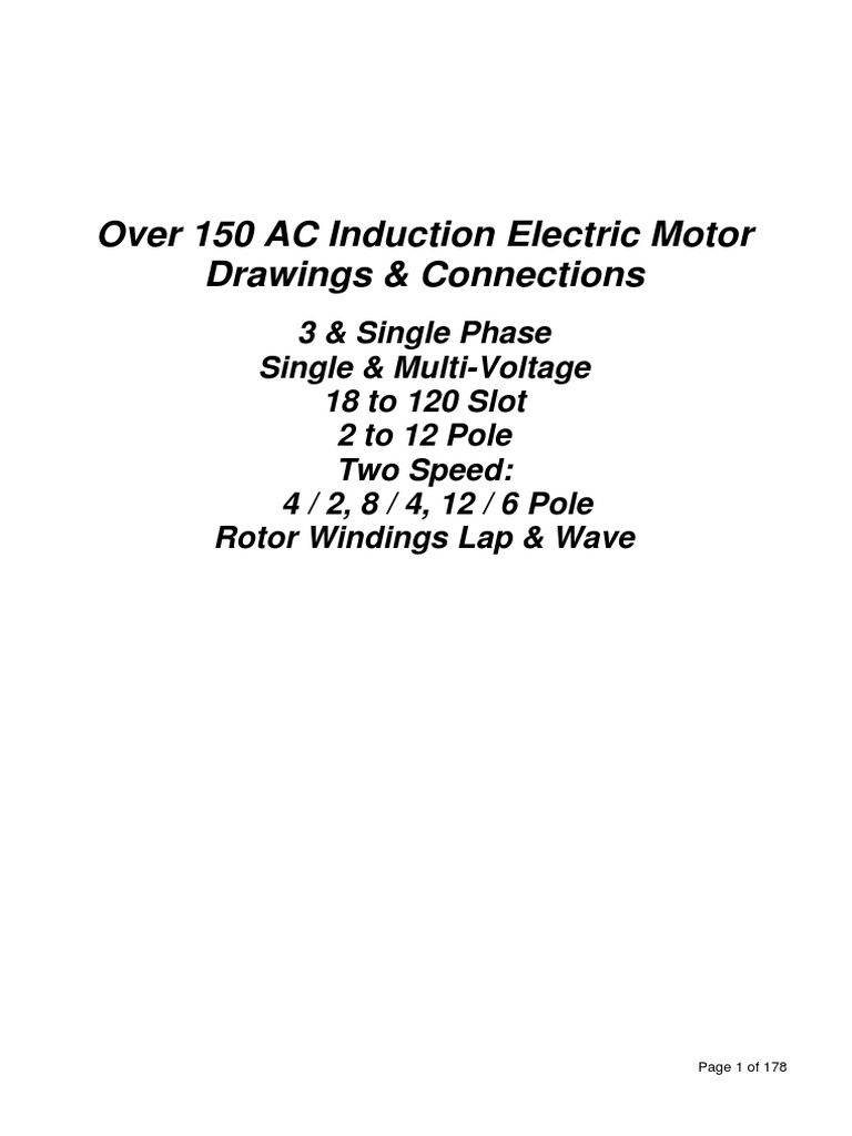 Over 150 AC Induction Electric Motor Drawings and Connections PDF