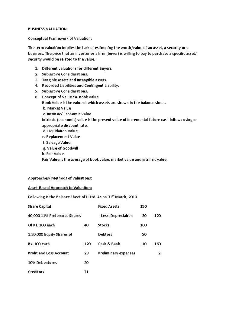 Business Valuation Methods Explained | PDF | Valuation (Finance) | Book ...