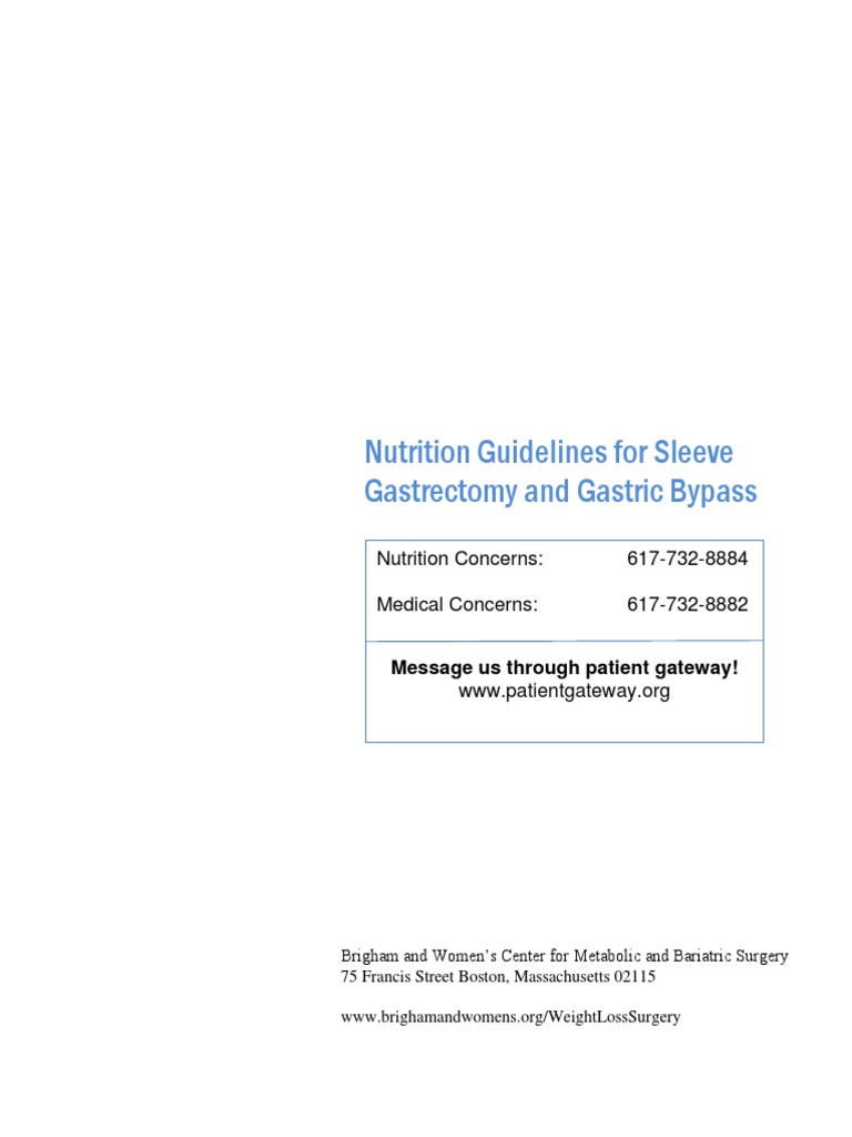 Nutrition Guidelines For Sleeve Gastrectomy and Gastric Bypass Download Free PDF Bariatric