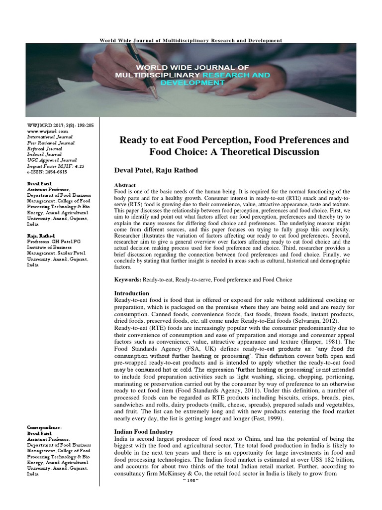 Influence of Appearance on Food Choices | PDF | Convenience Food | Foods