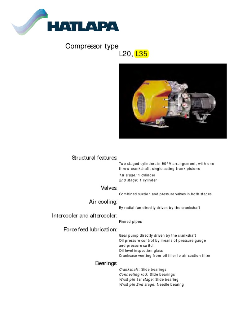 Starting Air Compressor HATLAPA L 35 (Broshure) PDF Bearing