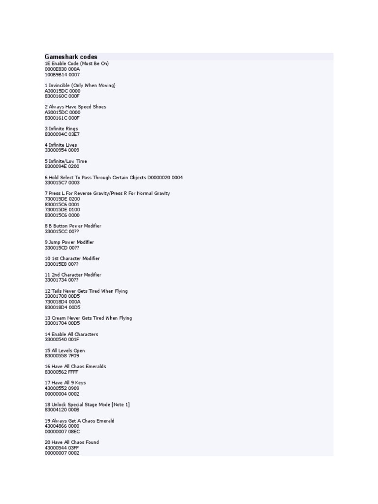 Sonic Advance 3 Cheat Codes Guide PDF Japanese Games Science