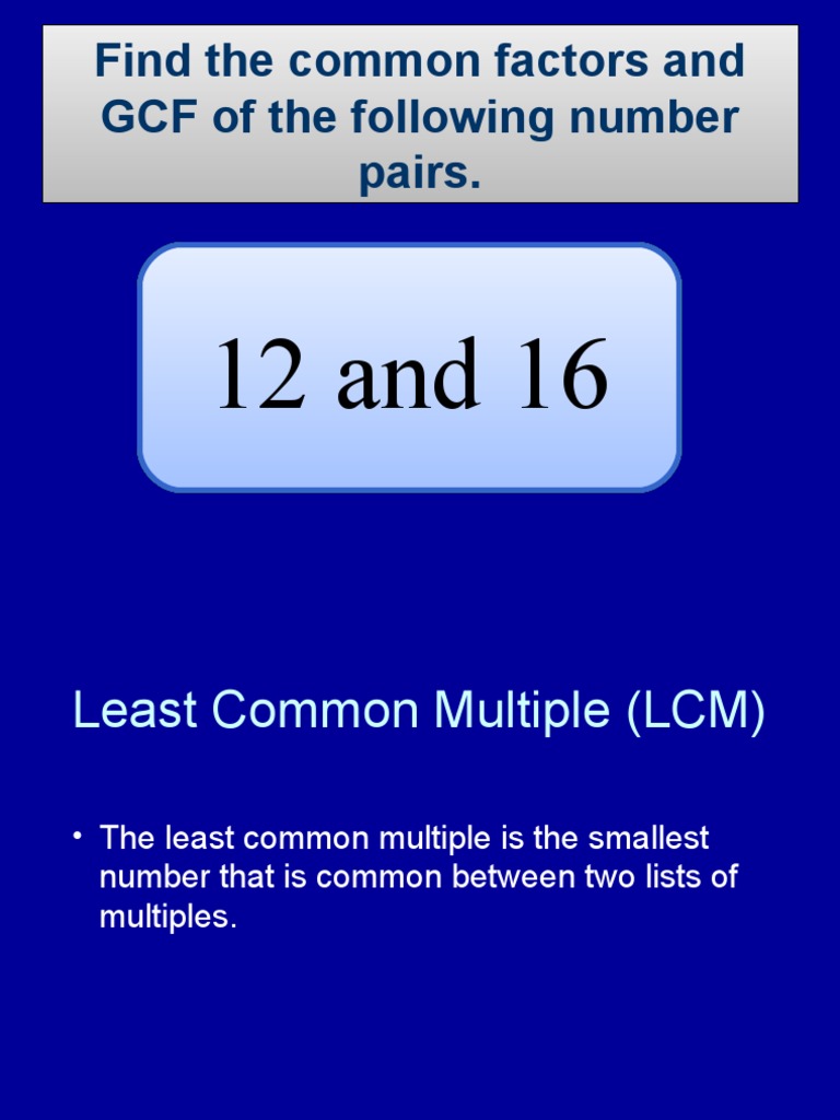 Find The Common Factors and GCF of The Following Number Pairs | PDF ...