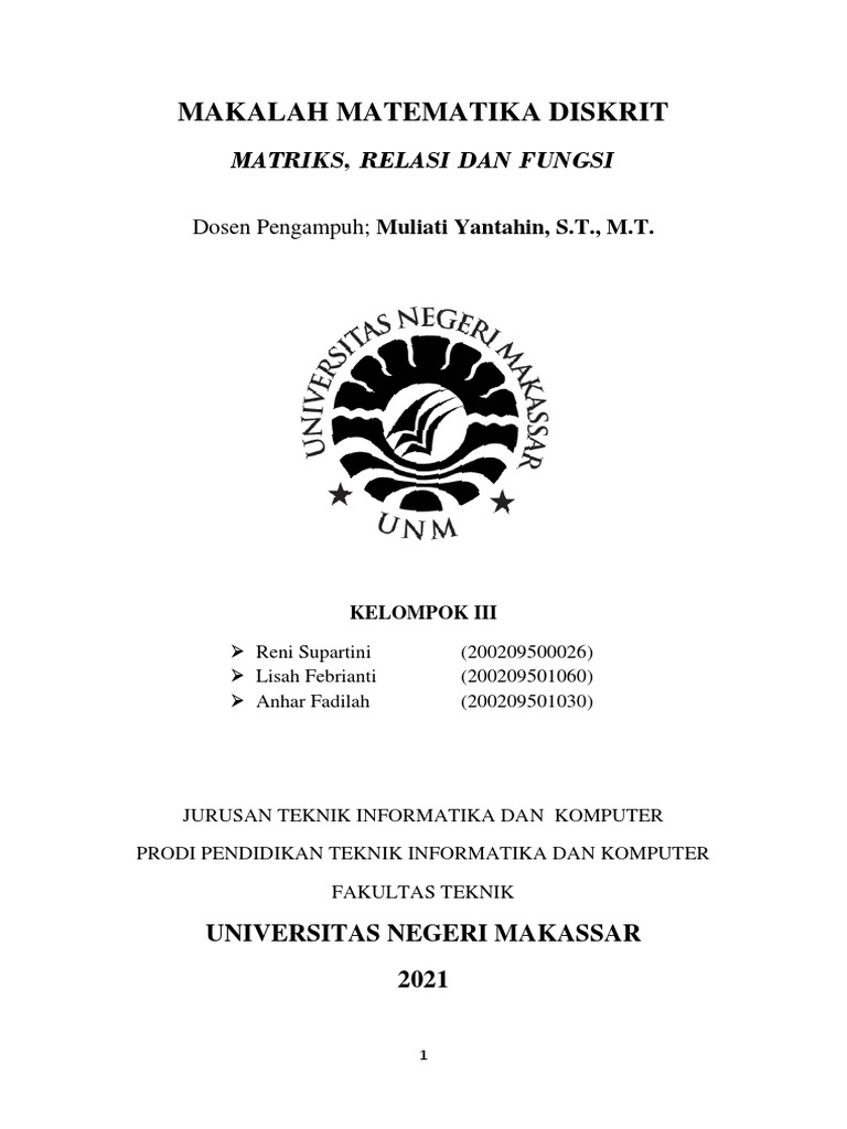 Makalah Matematika Diskrit | PDF | Metode & Bahan Ajar