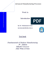 IE 332: Advanced Manufacturing Processes: Week 1a
