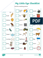 I Spy with My Little Eye Picture Matching Checklist