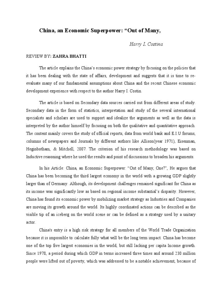 China Economic Super Power Out of Many One? | PDF | China | World Politics