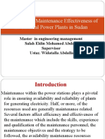 Improving The Maintenance Effectiveness of The Thermal Power Plants in Sudan