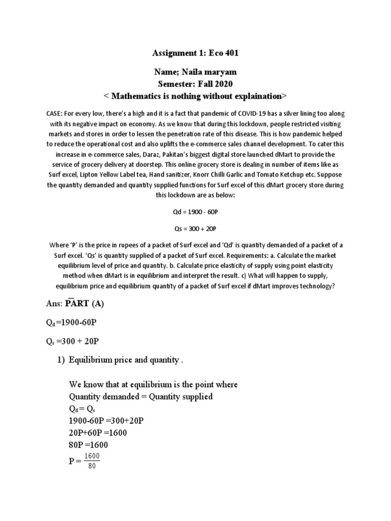 Eco 401 Assignment: E-commerce Impact Analysis | PDF | Economic ...