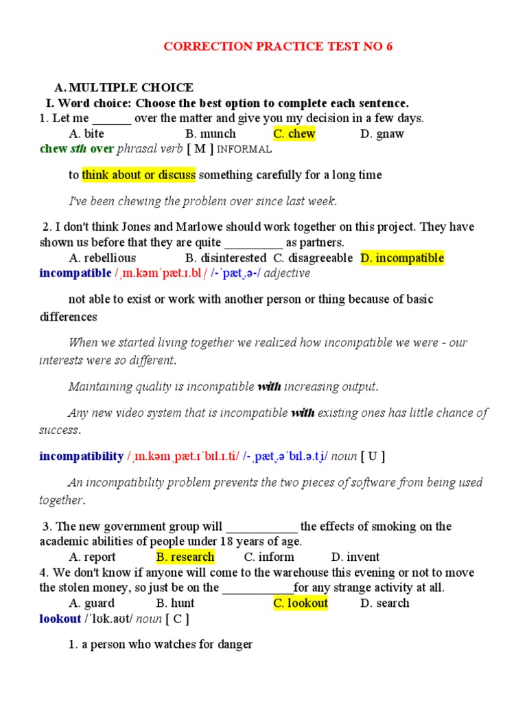 Correction Practice Test 6 | PDF | Nest | Cardiovascular Diseases