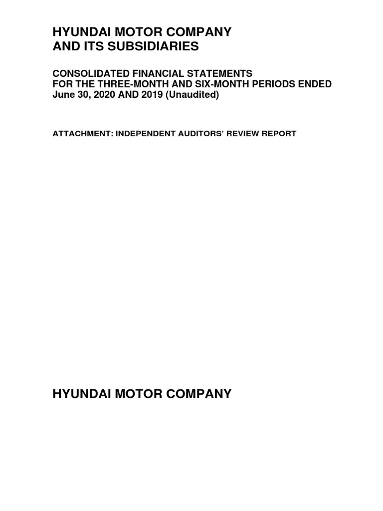 Hyundai Motor Company 1h 2020 Consolidated Final | PDF | Audit ...