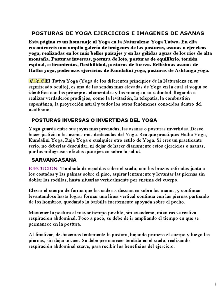 Posturas y Ejercicios de Yoga | PDF | Yoga | Asana
