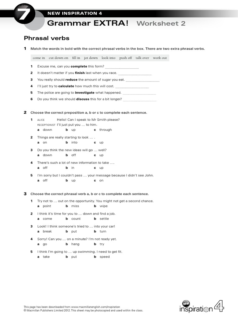 Grammar-EXTRA NI 4 Unit 7 Phrasal-Verbs | PDF