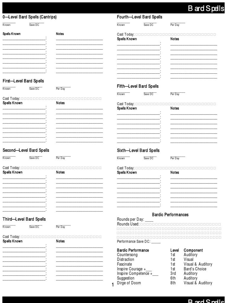 Comprehensive Bard and Cleric Spells Guide | PDF | Nature