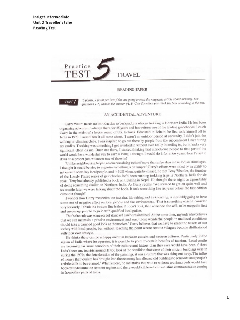 Unit 2 Traveller’s Tales Test | PDF