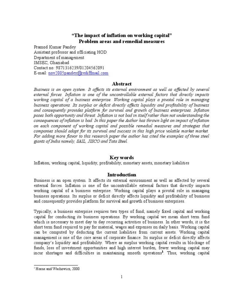 The Impact of Inflation On Working Capital | PDF | Inflation | Working ...